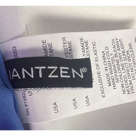 Jantzen Womens Sz 8 Blue Floral Cut Out Bandeau Swim Top Detachable Straps NEW - Picture 6 of 8